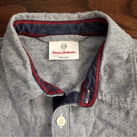 Hanna Andersson striped button down, size 120/6-7 US - Picture 4 of 6